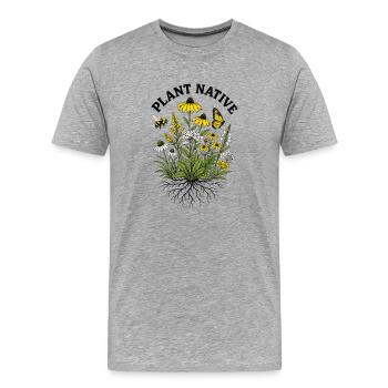 Plantez un jardin indigène des abeilles et des échinaces - T-shirt bio Premium Homme - gris chiné - Devant - Damien (186cm)
