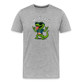 Mi lé Gazé 974 - T-shirt bio Premium Homme - gris chiné - Devant - Damien (186cm)