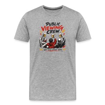 Public Viewing Crew – Bierfreunde - Männer Premium Bio T-Shirt - Grau meliert - Vorne - Damien (186cm)