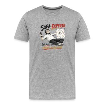 Sofa-Experte Strategie Humor - Männer Premium Bio T-Shirt - Grau meliert - Vorne - Damien (186cm)