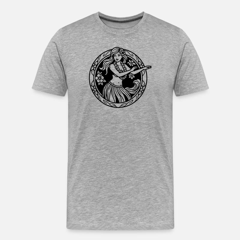 Hula-Mädchen - Männer Premium Bio T-Shirt - Grau meliert