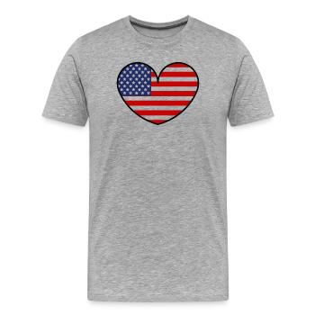 American Flag Heart - Men's Premium Organic T-Shirt - heather grey - Front - Damien (186cm)
