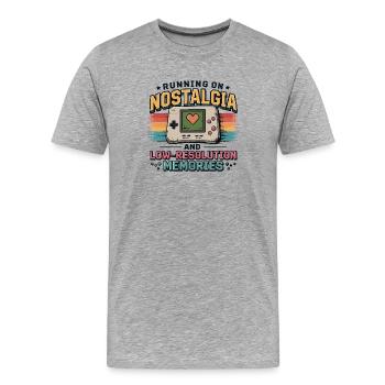 Running on Nostalgia and Low-Resolution Memories - Männer Premium Bio T-Shirt - Grau meliert - Vorne - Damien (186cm)