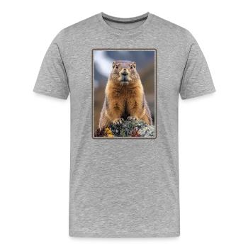 Marmottes Marmotte - T-shirt bio Premium Homme - gris chiné - Devant - Damien (186cm)