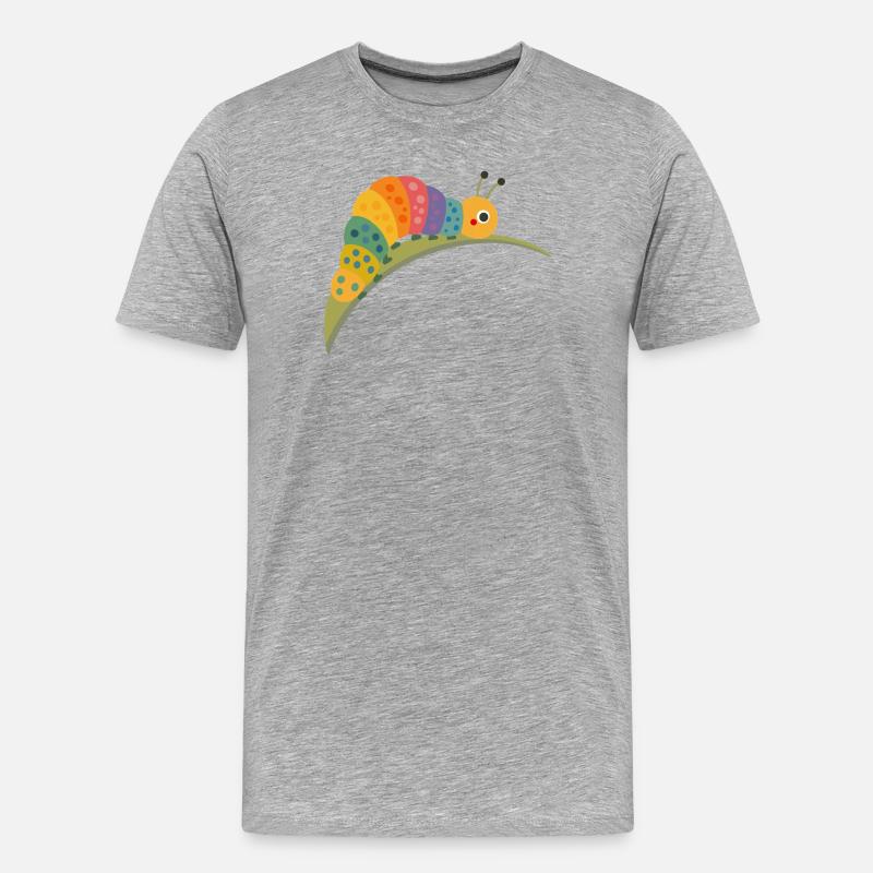 Bunte Raupe im Kawaii Stil - Männer Premium Bio T-Shirt - Grau meliert