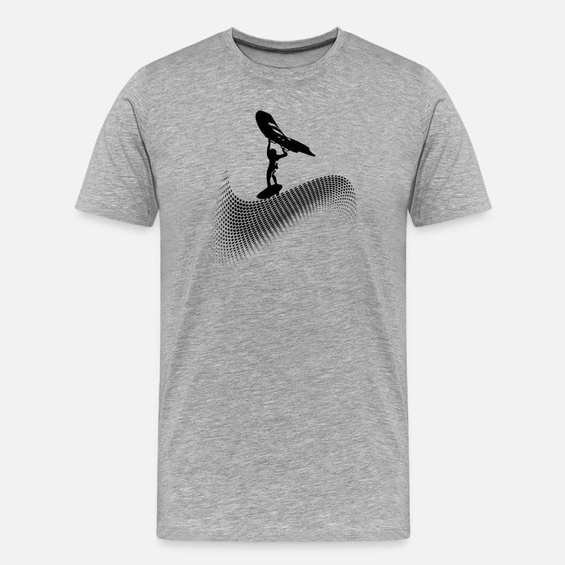 Wingfoiler on wave - Men's Premium Organic T-Shirt - heather grey