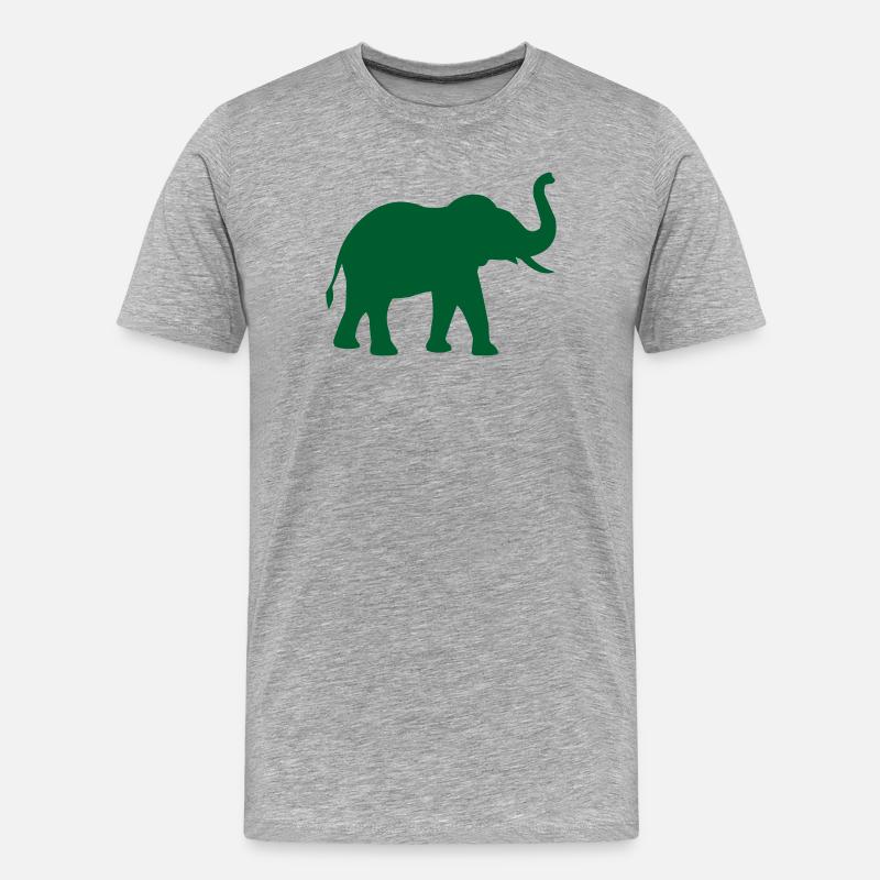 Elefanten Silhouette in Grün - Männer Premium Bio T-Shirt - Grau meliert