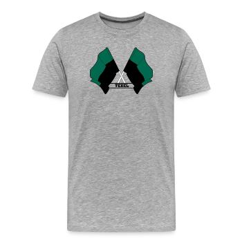 Texel Crossed Flags – Island Pride - Männer Premium Bio T-Shirt - Grau meliert - Vorne - Damien (186cm)