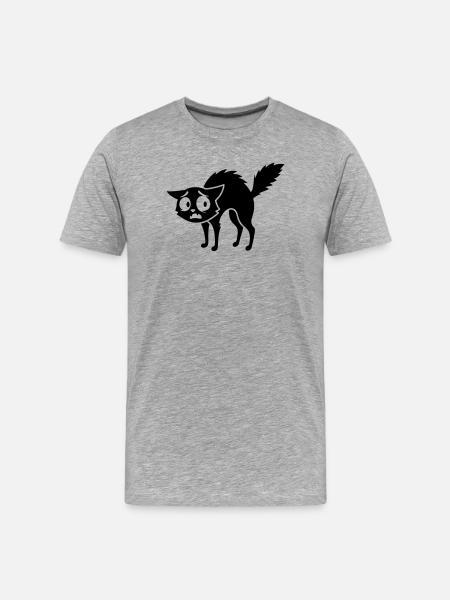 Chat effrayé - T-shirt bio Premium Homme - gris chiné