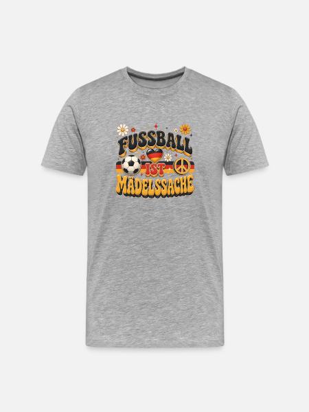 FUSSBALL MÄDELSACHE DESIGN - Männer Premium Bio T-Shirt - Grau meliert