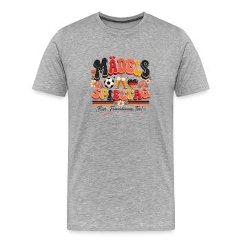 Mädels Spieltag – Bier & Fußball - Männer Premium Bio T-Shirt - Grau meliert - Vorne - Damien (186cm)