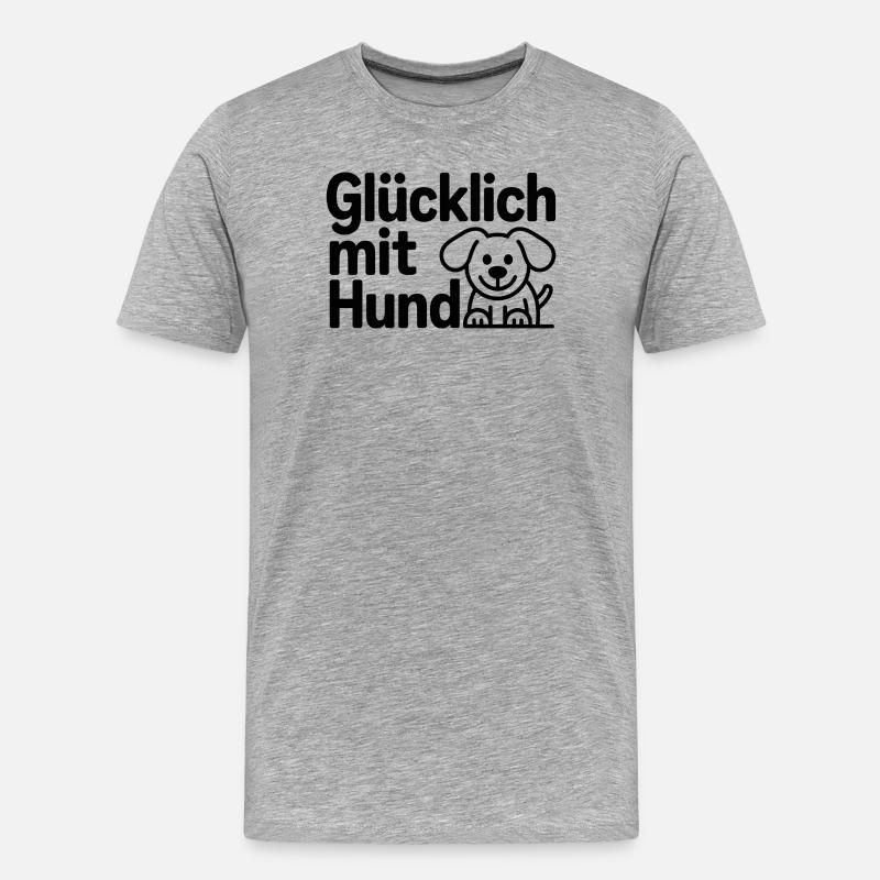 Glücklich mit Hund – Hundeliebe Design - Männer Premium Bio T-Shirt - Grau meliert