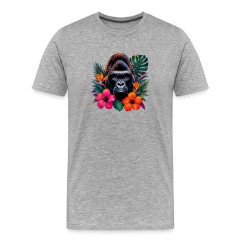 Floraison tropicale du gorille - T-shirt bio Premium Homme - gris chiné - Devant - Damien (186cm)