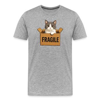Katze im Karton - Männer Premium Bio T-Shirt - Grau meliert - Vorne - Damien (186cm)