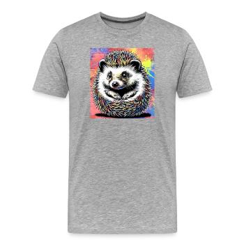 hedgehog - Men's Premium Organic T-Shirt - heather grey - Front - Damien (186cm)