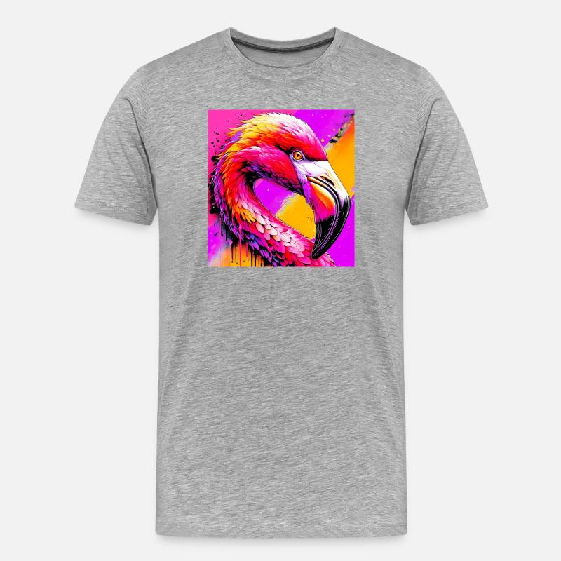 Flamingo - Männer Premium Bio T-Shirt - Grau meliert