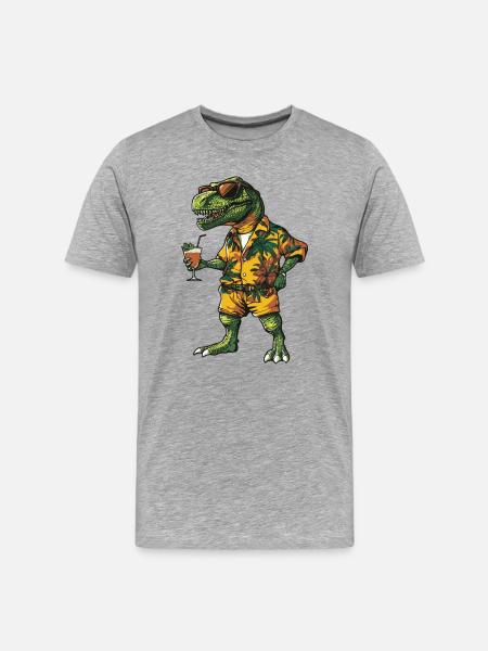 Dinosaur T-Rex Comic Summer - Men's Premium Organic T-Shirt - heather grey