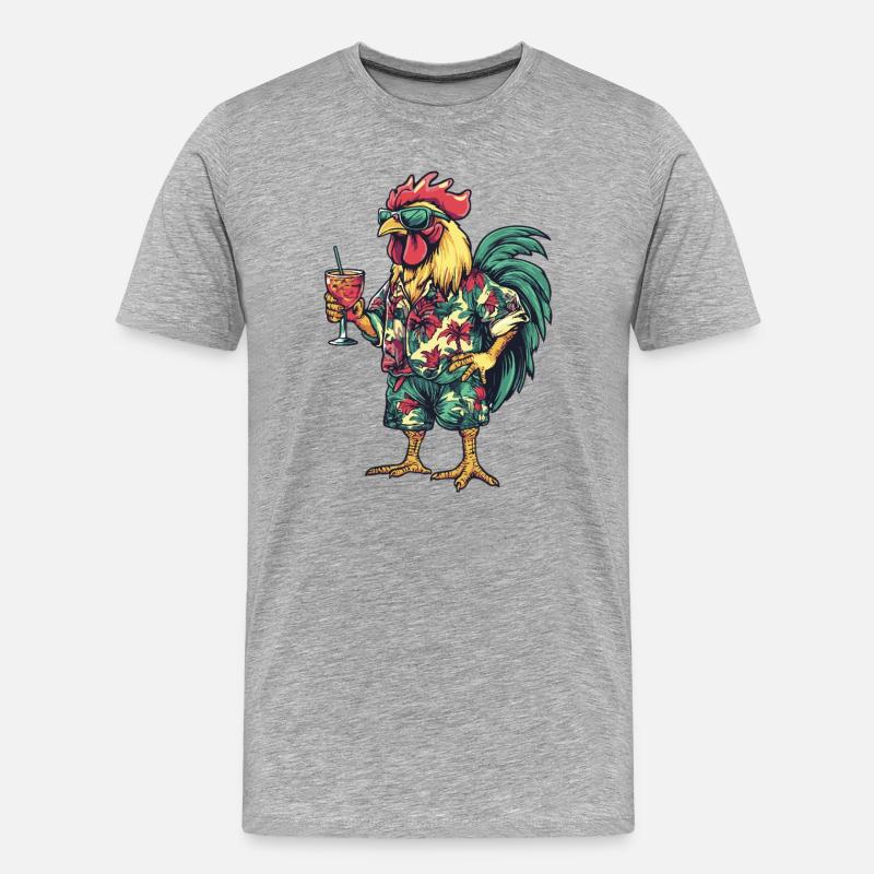 Hahn Comic Sommer - Männer Premium Bio T-Shirt - Grau meliert
