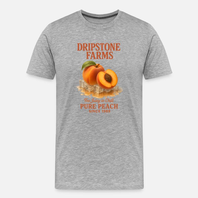 Peach Fruit Summer Retro - Men's Premium Organic T-Shirt - heather grey