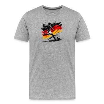 Kicker mit Deutschlandflagge - Männer Premium Bio T-Shirt - Grau meliert - Vorne - Damien (186cm)