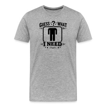 Rate mal, was ich brauche? Stil, Vintage-Grunge, Distressed - Männer Premium Bio T-Shirt - Grau meliert - Vorne - Damien (186cm)