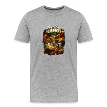 Lost In Hanoi - Männer Premium Bio T-Shirt - Grau meliert - Vorne - Damien (186cm)