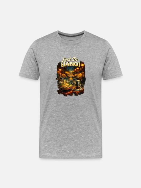 Perdu à Hanoï - T-shirt bio Premium Homme - gris chiné