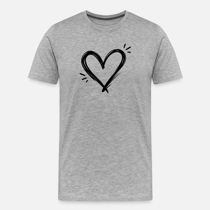Cœur - T-shirt bio Premium Homme - gris chiné