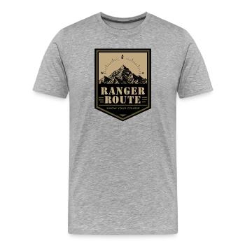Ranger Route Outdoor Trekking - Men's Premium Organic T-Shirt - heather grey - Front - Damien (186cm)