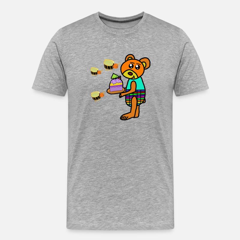 Kuchen Teddybär Muffin Kinder Bienen - Männer Premium Bio T-Shirt - Grau meliert