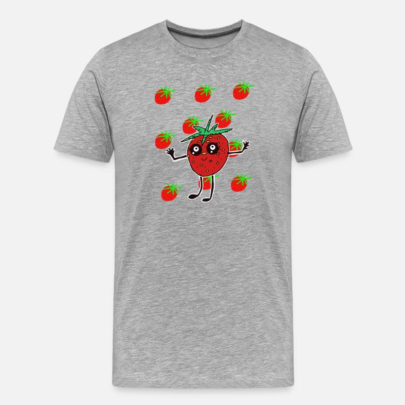 Lustige Erdbeere Erdbeeren Kinder  - Männer Premium Bio T-Shirt - Grau meliert