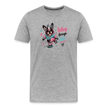 Rolling Dog – Joie de vivre - Men's Premium Organic T-Shirt - heather grey - Front - Damien (186cm)