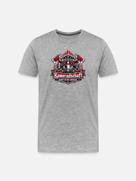 Kameradschaft Feuerwehraxt Symbol - Männer Premium Bio T-Shirt - Grau meliert