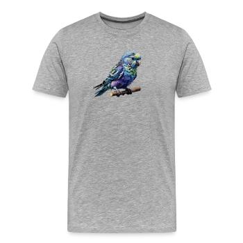 Bunter Welnnsittich  - Männer Premium Bio T-Shirt - Grau meliert - Vorne - Damien (186cm)