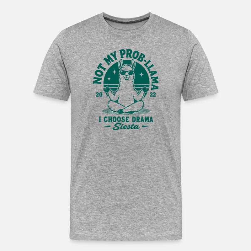 Pas ma sieste prob-llama - T-shirt bio Premium Homme - gris chiné