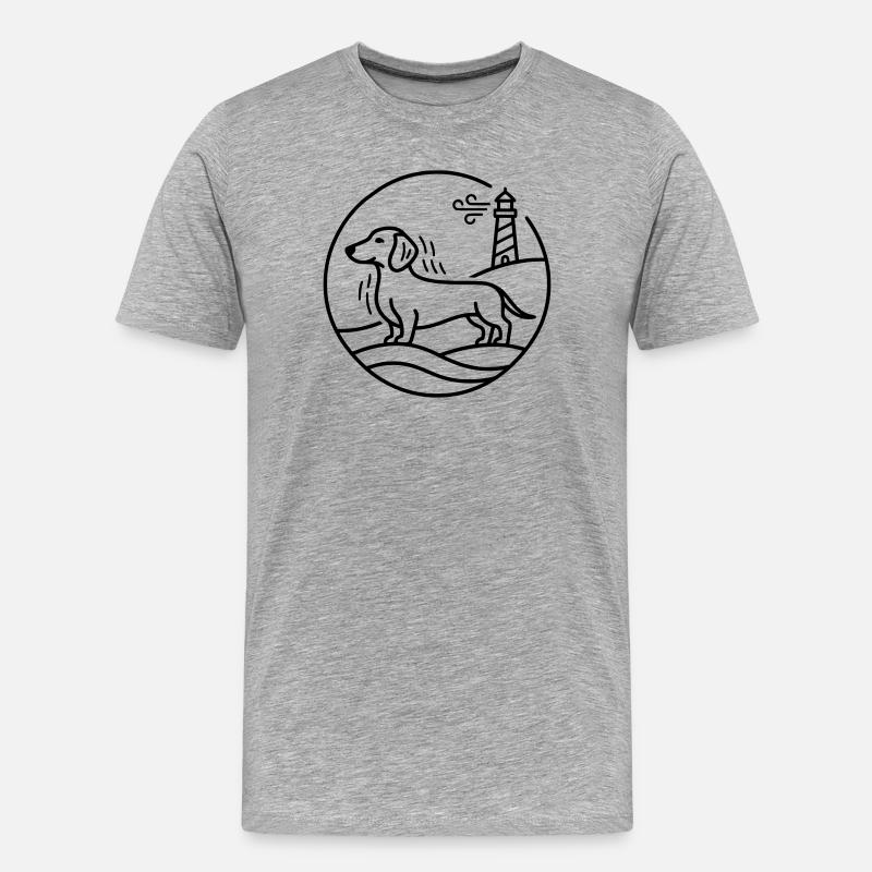 Dackel an de See  - Männer Premium Bio T-Shirt - Grau meliert