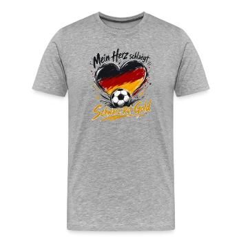 Mein Herz schlägt Schwarz Rot Gold - Männer Premium Bio T-Shirt - Grau meliert - Vorne - Damien (186cm)