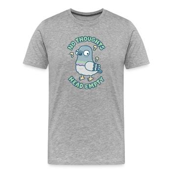Mème mignon Pigeon drôle sans pensées tête vide - T-shirt bio Premium Homme - gris chiné - Devant - Damien (186cm)
