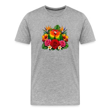 Tourtereaux dans un paradis tropical - T-shirt bio Premium Homme - gris chiné - Devant - Damien (186cm)