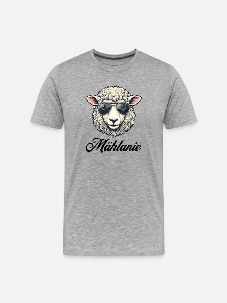 Mählanie Sheep with Sunglasses - Men's Premium Organic T-Shirt - heather grey