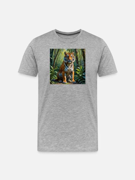 TIGER - Männer Premium Bio T-Shirt - Grau meliert