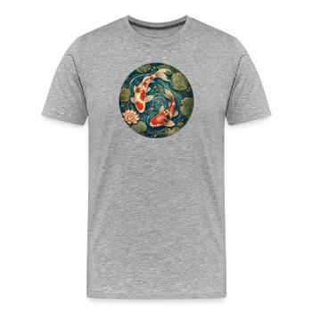 Étang Koi - T-shirt bio Premium Homme - gris chiné - Devant - Damien (186cm)