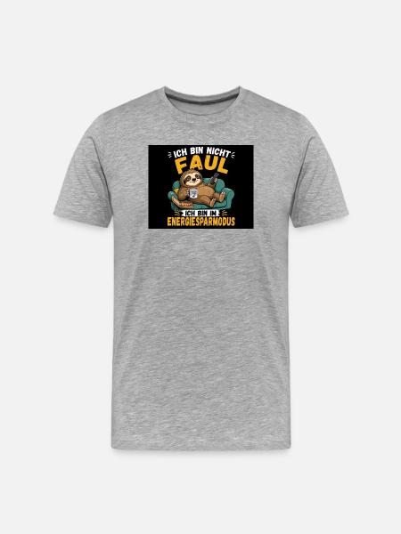 Ich bin im Energiesparmodus Faultier - Männer Premium Bio T-Shirt - Grau meliert