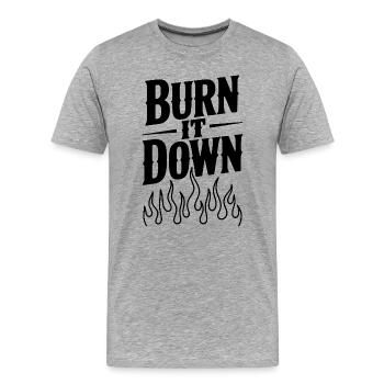 Brenn es nieder - Männer Premium Bio T-Shirt - Grau meliert - Vorne - Damien (186cm)