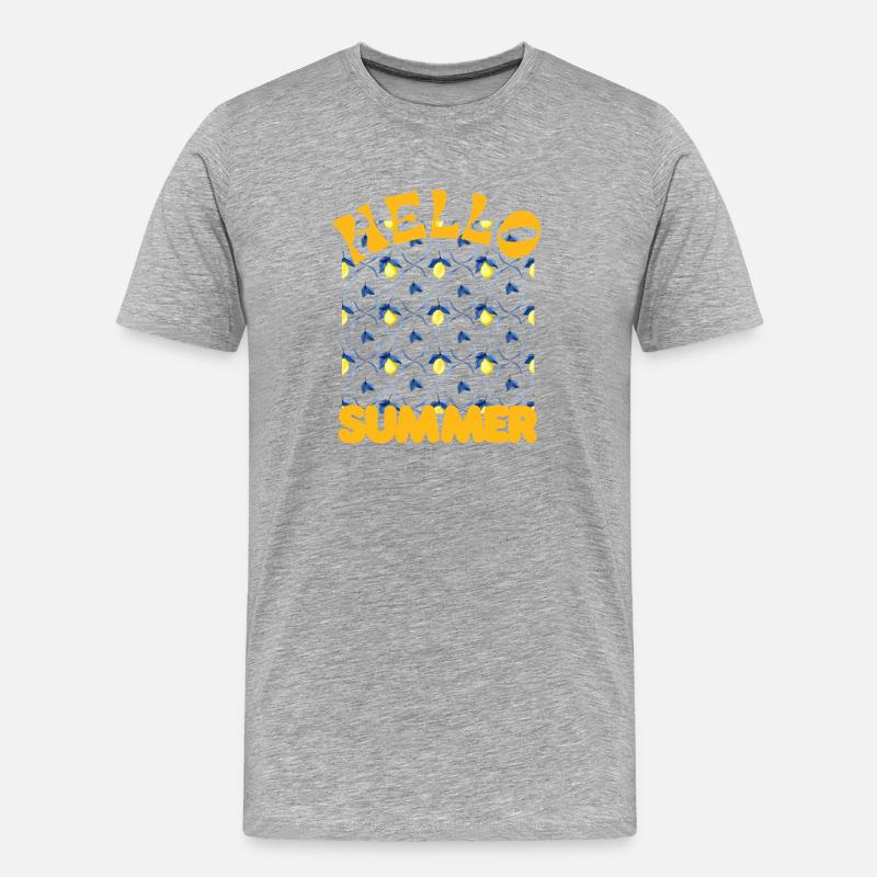 Hallo Sommer Zitronenmuster - Männer Premium Bio T-Shirt - Grau meliert