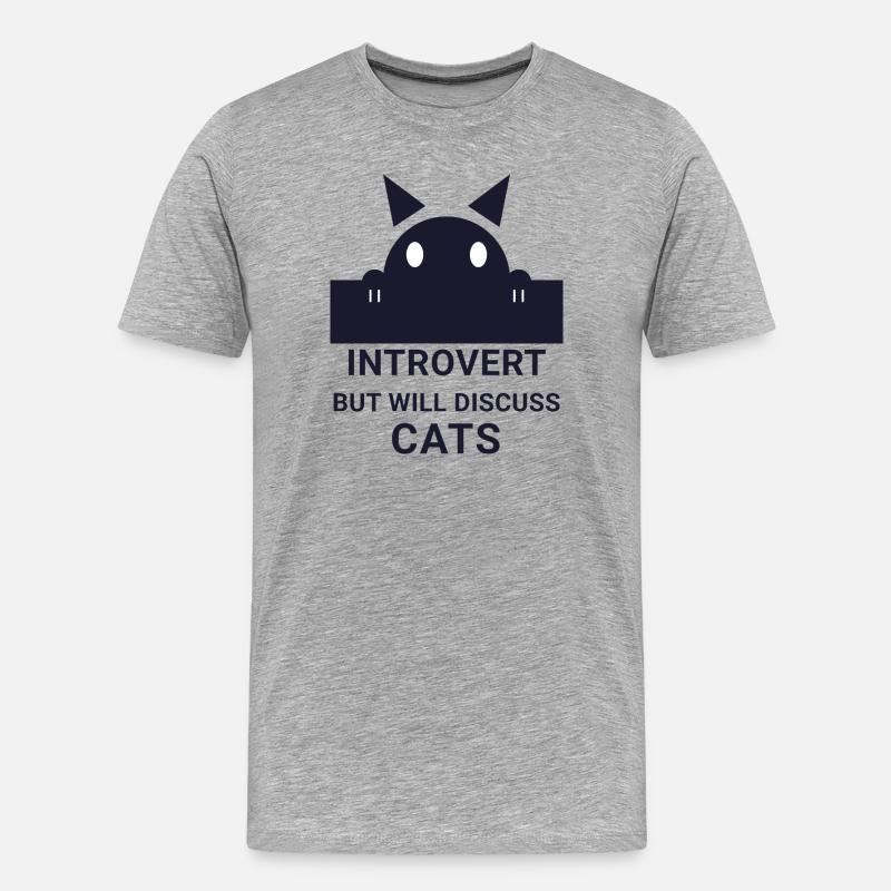 Introvertierter wird über Katzen sprechen - Männer Premium Bio T-Shirt - Grau meliert