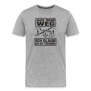 Ich Glaub Da ist Thermik Segelflieger - Männer Premium Bio T-Shirt - Grau meliert - Vorne - Damien (186cm)