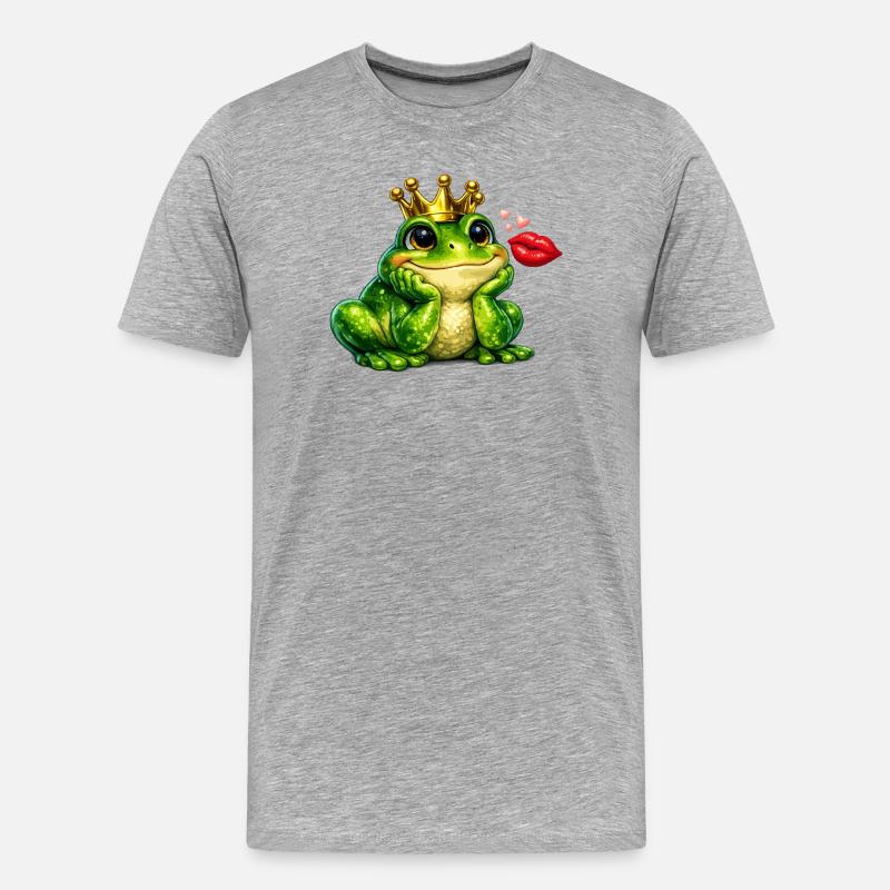 Kronfrosch-Kuss-Design - Männer Premium Bio T-Shirt - Grau meliert