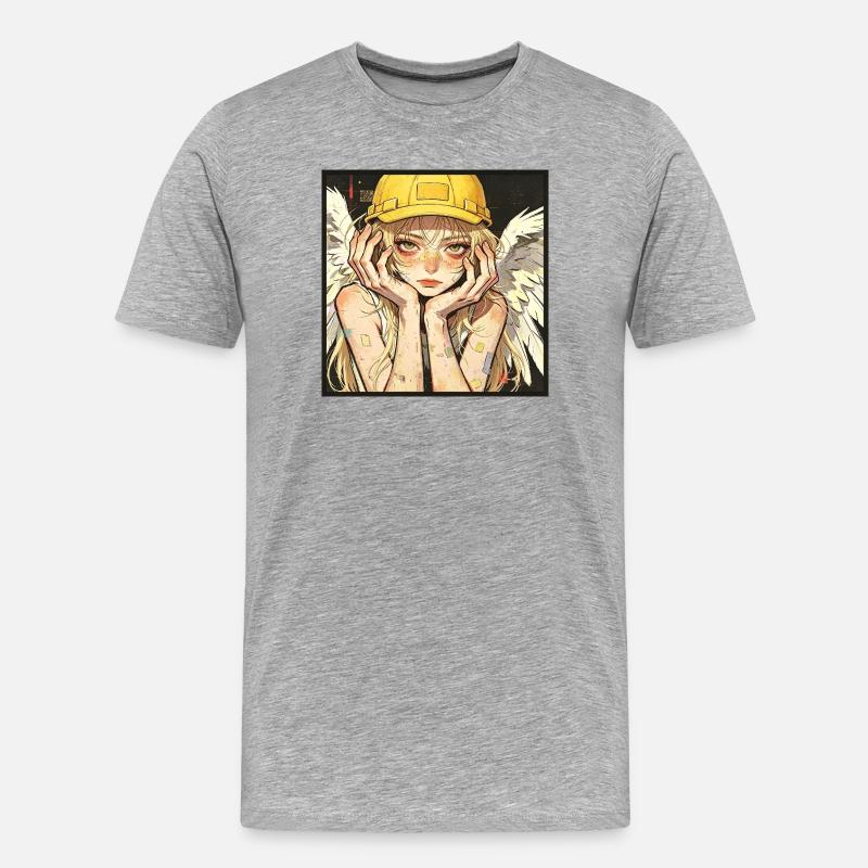 Geflügelter Arbeiter-Träumer - Männer Premium Bio T-Shirt - Grau meliert