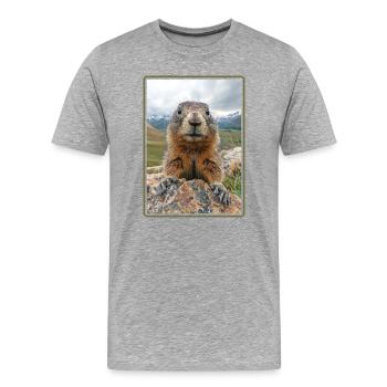 Marmottes Marmotte - T-shirt bio Premium Homme - gris chiné - Devant - Damien (186cm)